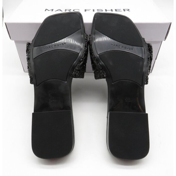 Marc Fisher Womens Black Loree Raffia Buckle Slide Sandals 5.5 NEW - Picture 8 of 8